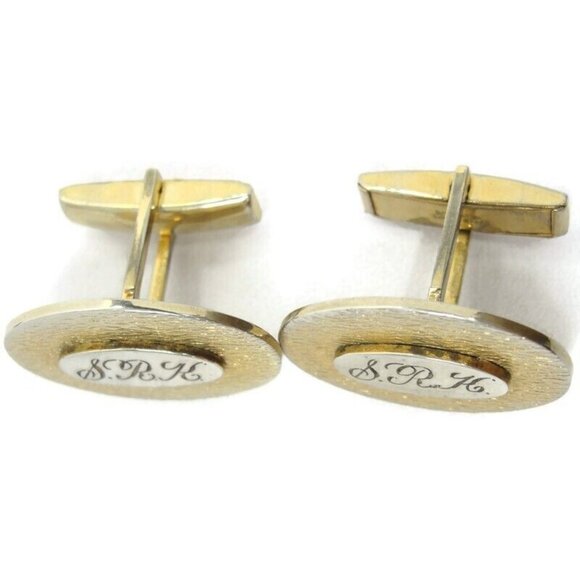 Vintage Gold 1/20 12KGF Monogrammed "SRK" Cufflinks - Picture 3 of 13
